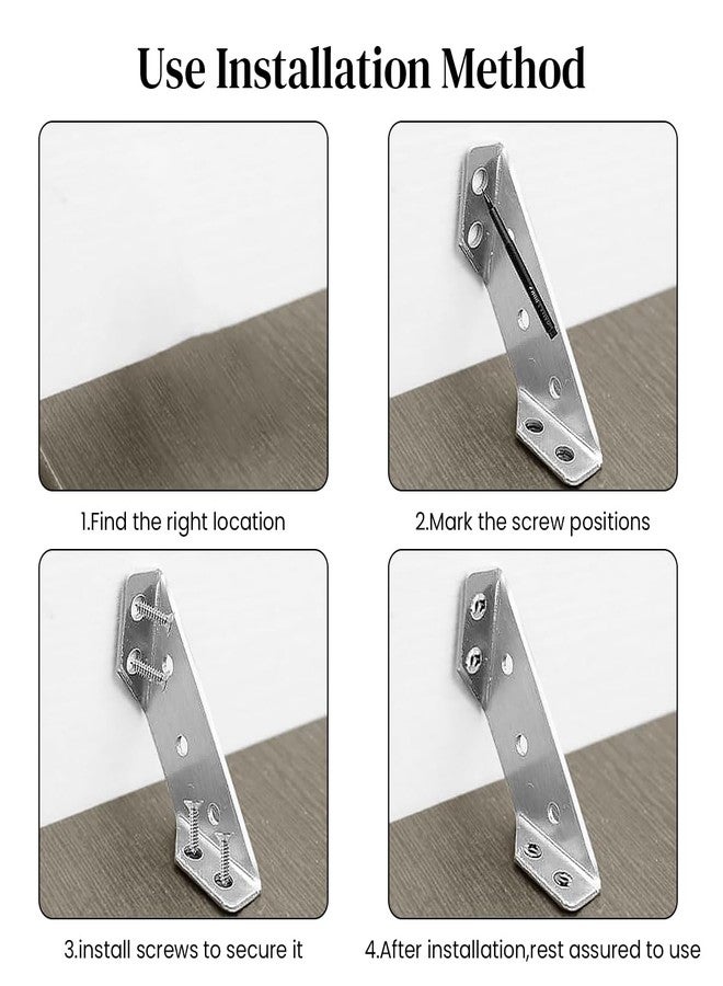 Serplex® 20Pcs Shelf Brackets with 120pcs Screws Multi Hole Brackets Stainless Steel Furniture Corner Connectors 1.1MM Thickening Heavy-Duty Triangle Brackets for Connecting, Wall Mounting - Image 3